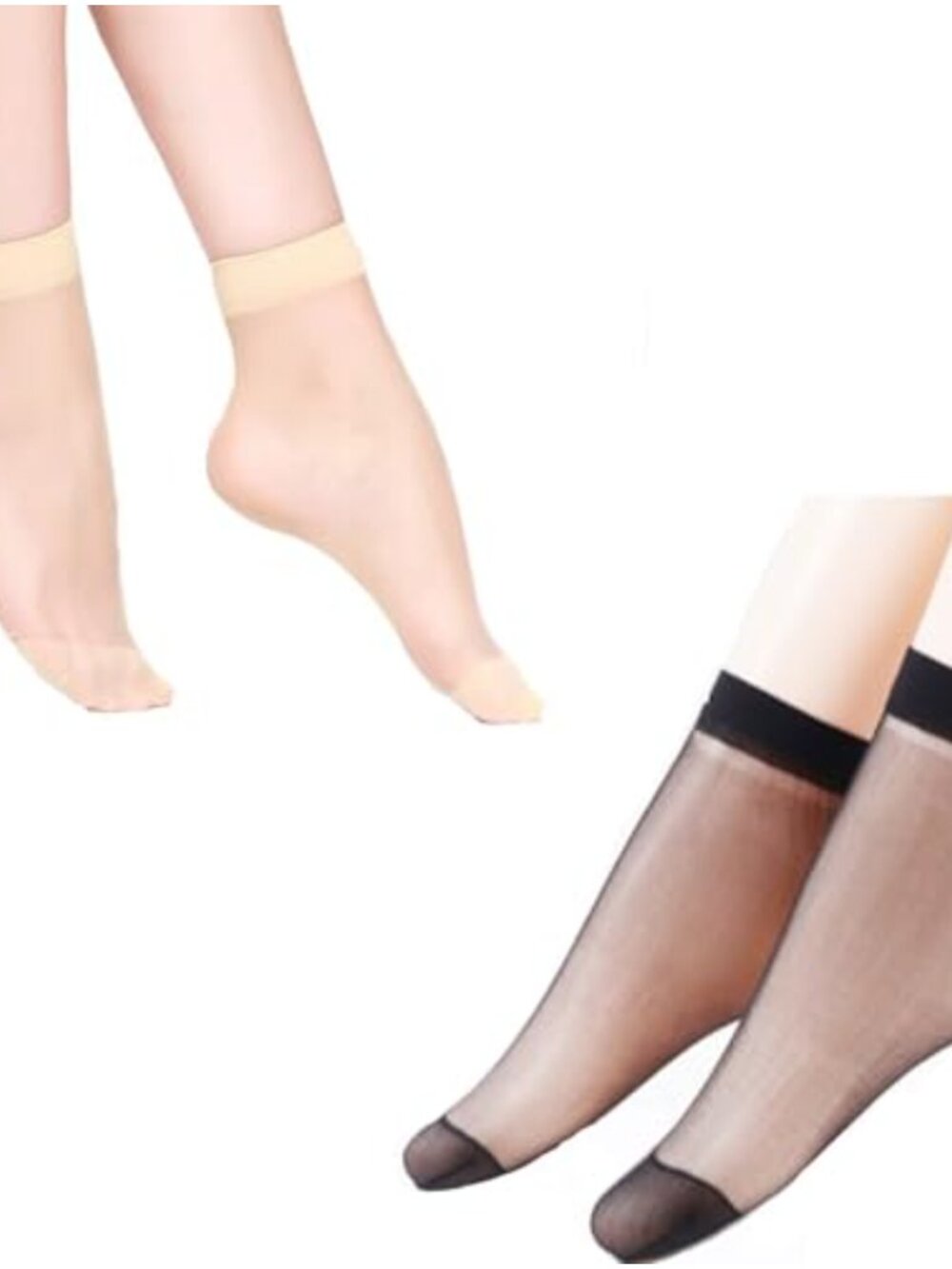 Women's 12 Pairs Ankle Nylon Transparent Socks Reinforced Toe